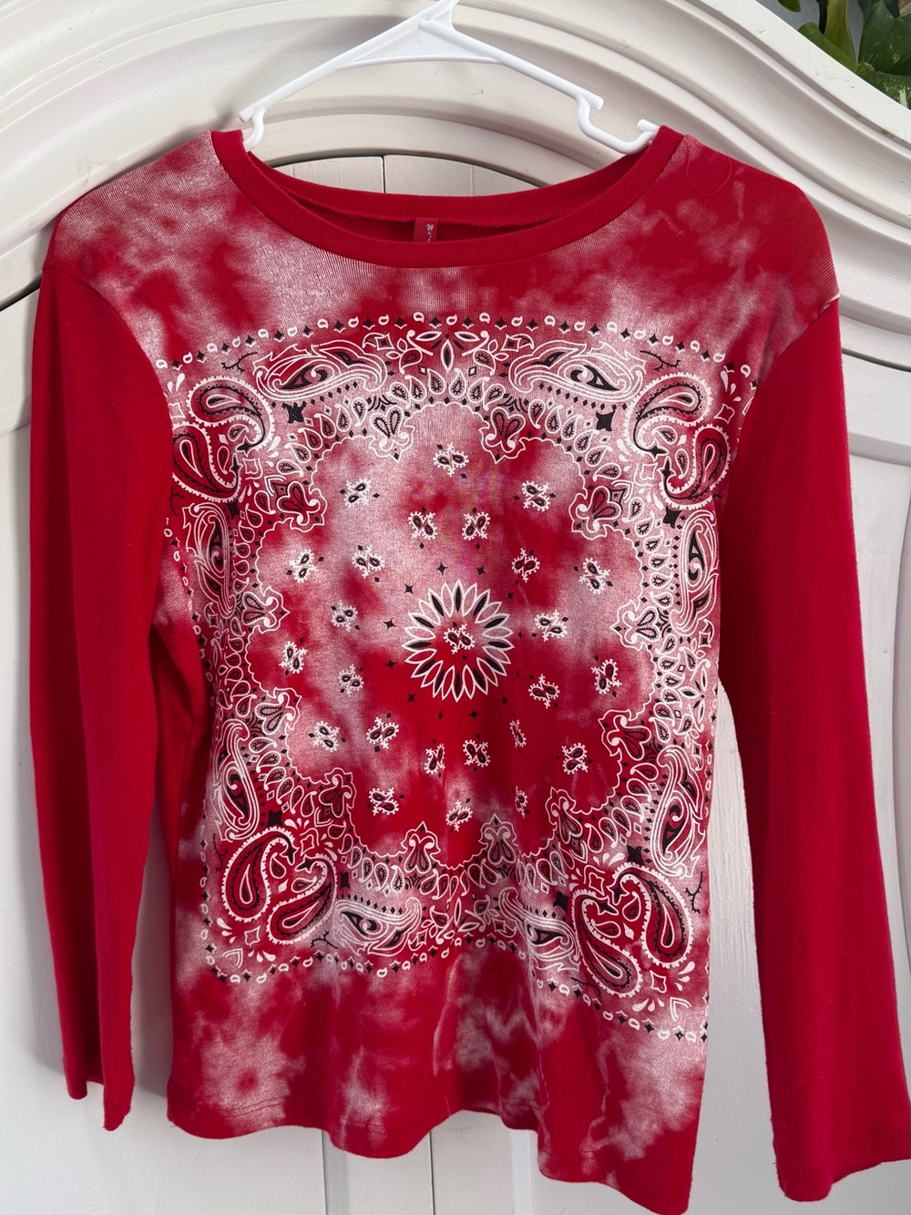 Kids Red Bandana-Print Long Sleeve Tee